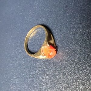 70s Vintage Sterling ring with coral rose